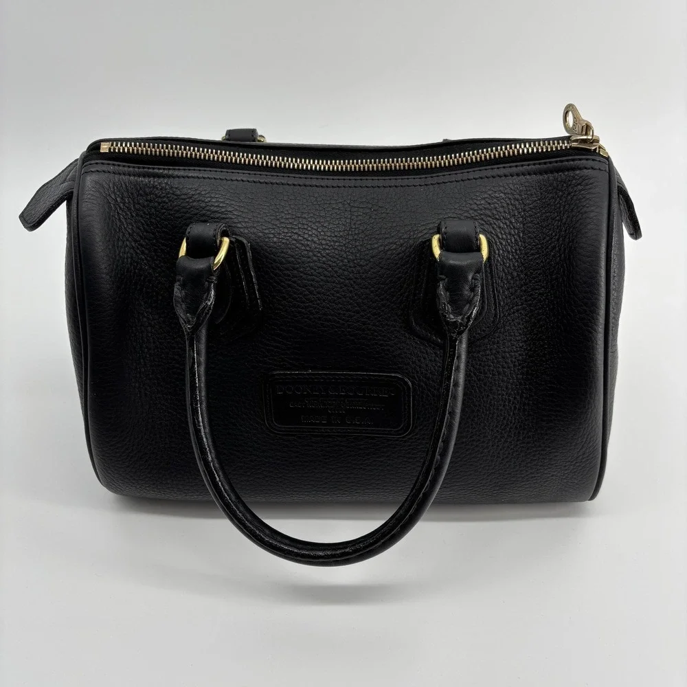 Dooney & Bourke Vintage Black Pebbled Leather Satchel Bag Made in USA